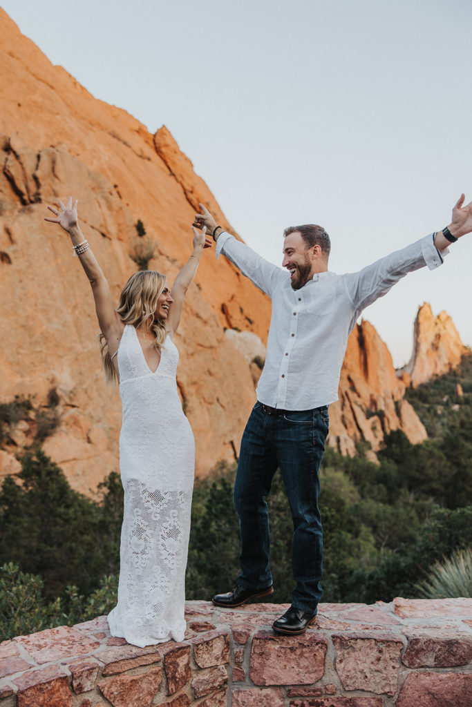 Couple in front of Colorado Mountains for photoshoot