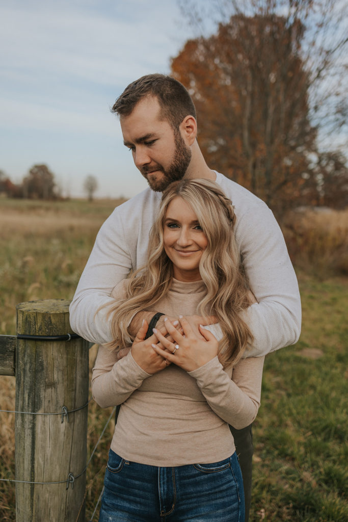 Newly engaged couple posing for their engagement photoshoot in Ohio