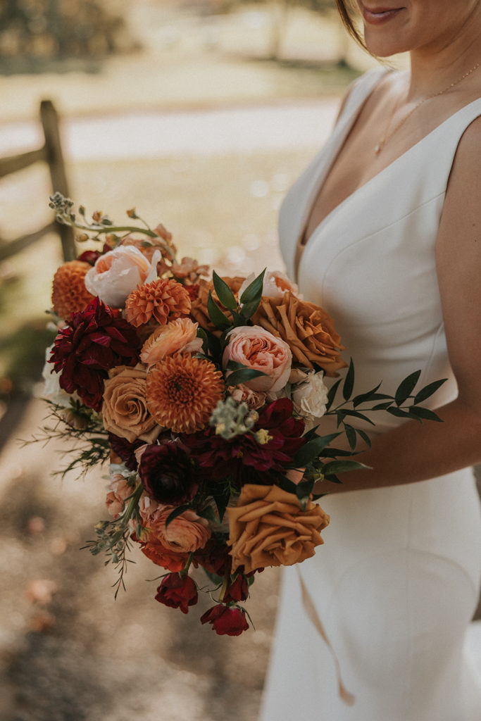 Bride holding bridal bouquet